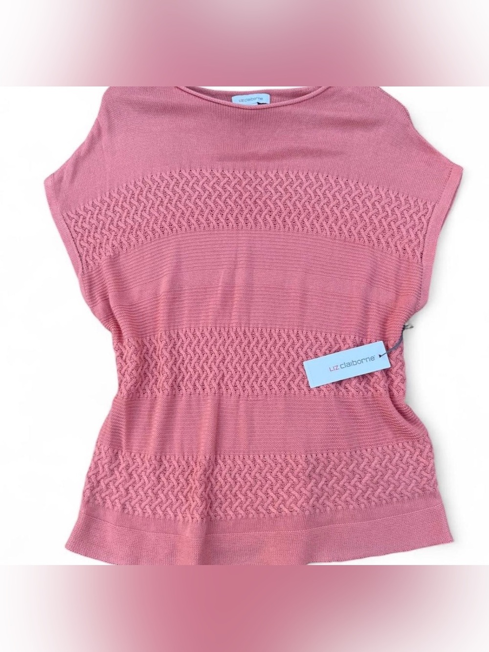NWT Liz Claiborne XXL Coral Knit Sleeveless Sweater Top - Cottage Coastal